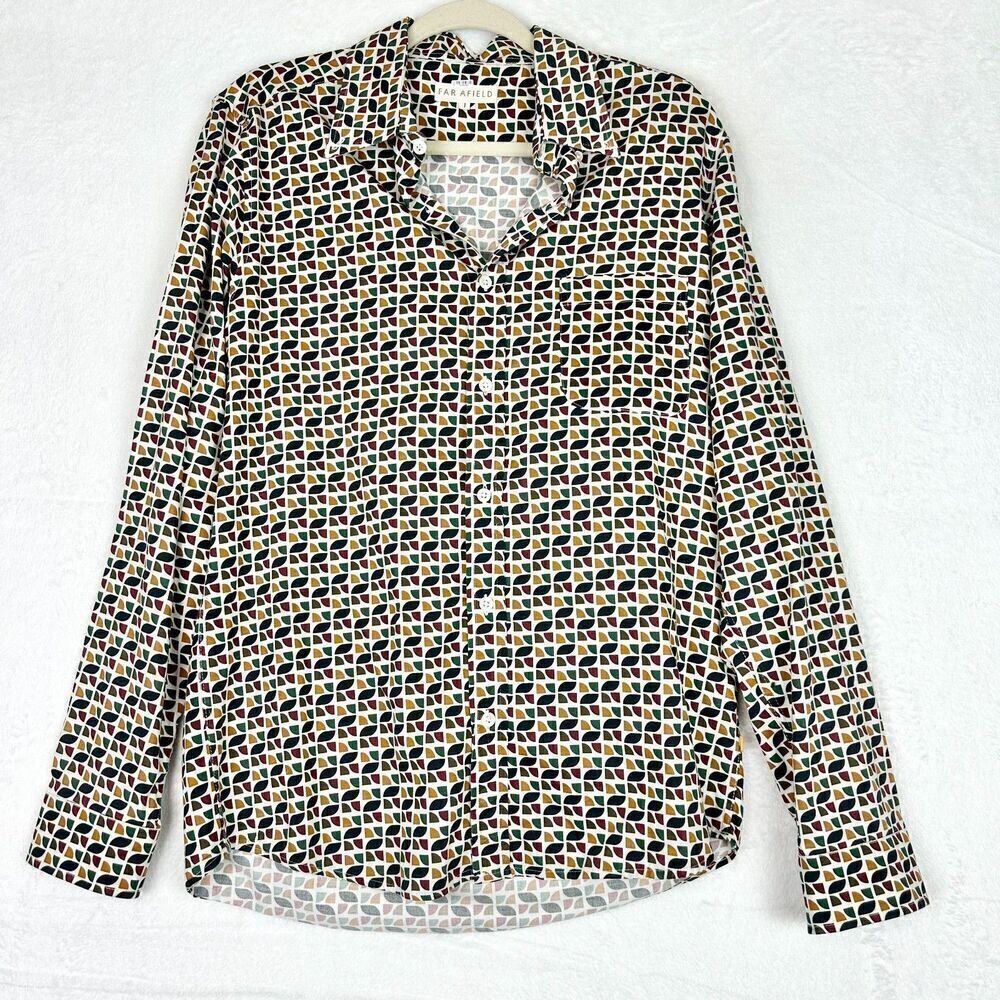 Far Afield Organic Cotton Long Sleeve Button Up Shirt Size Small